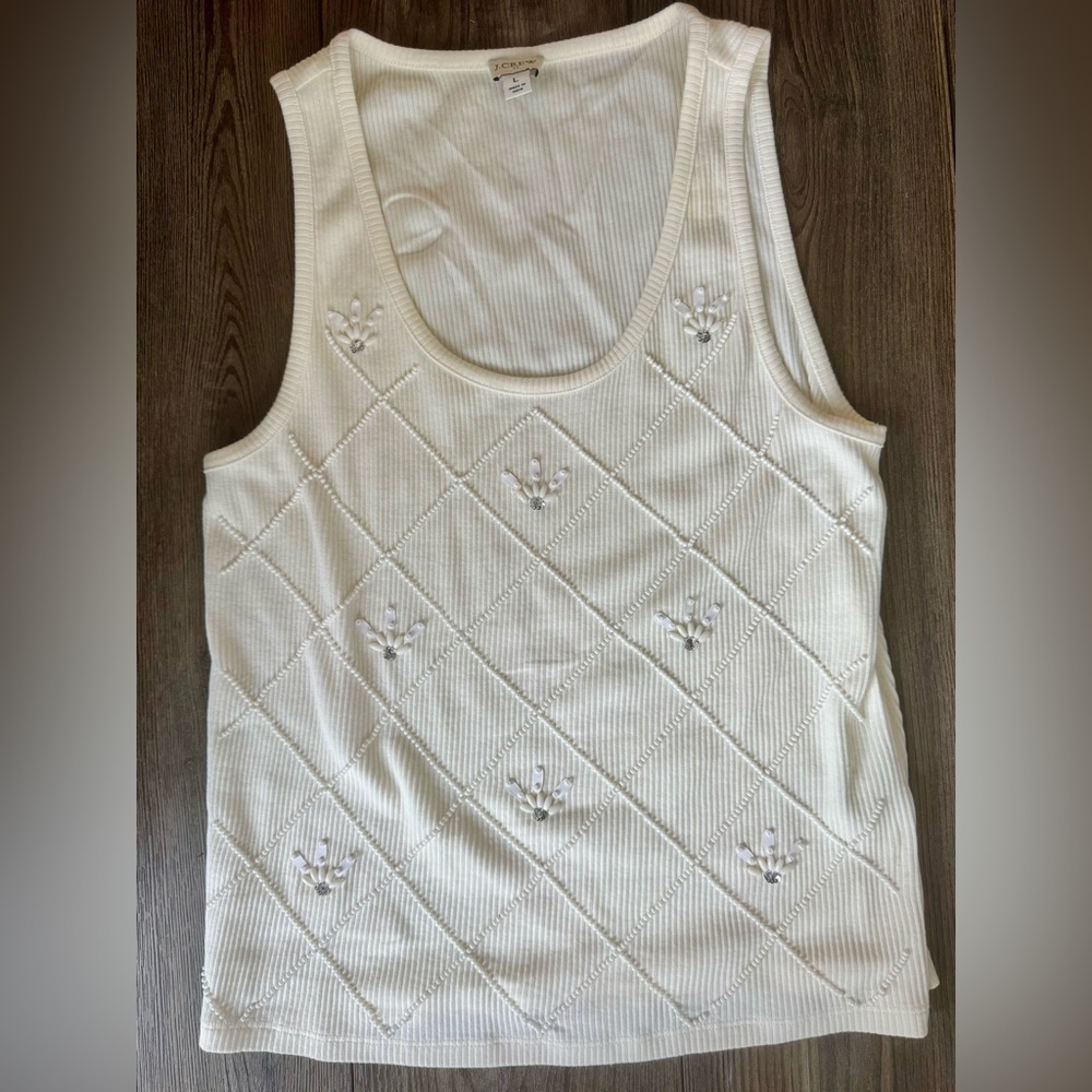 J. Crew fully beaded tank with sequins Diamond Ribbed Scoop Tank